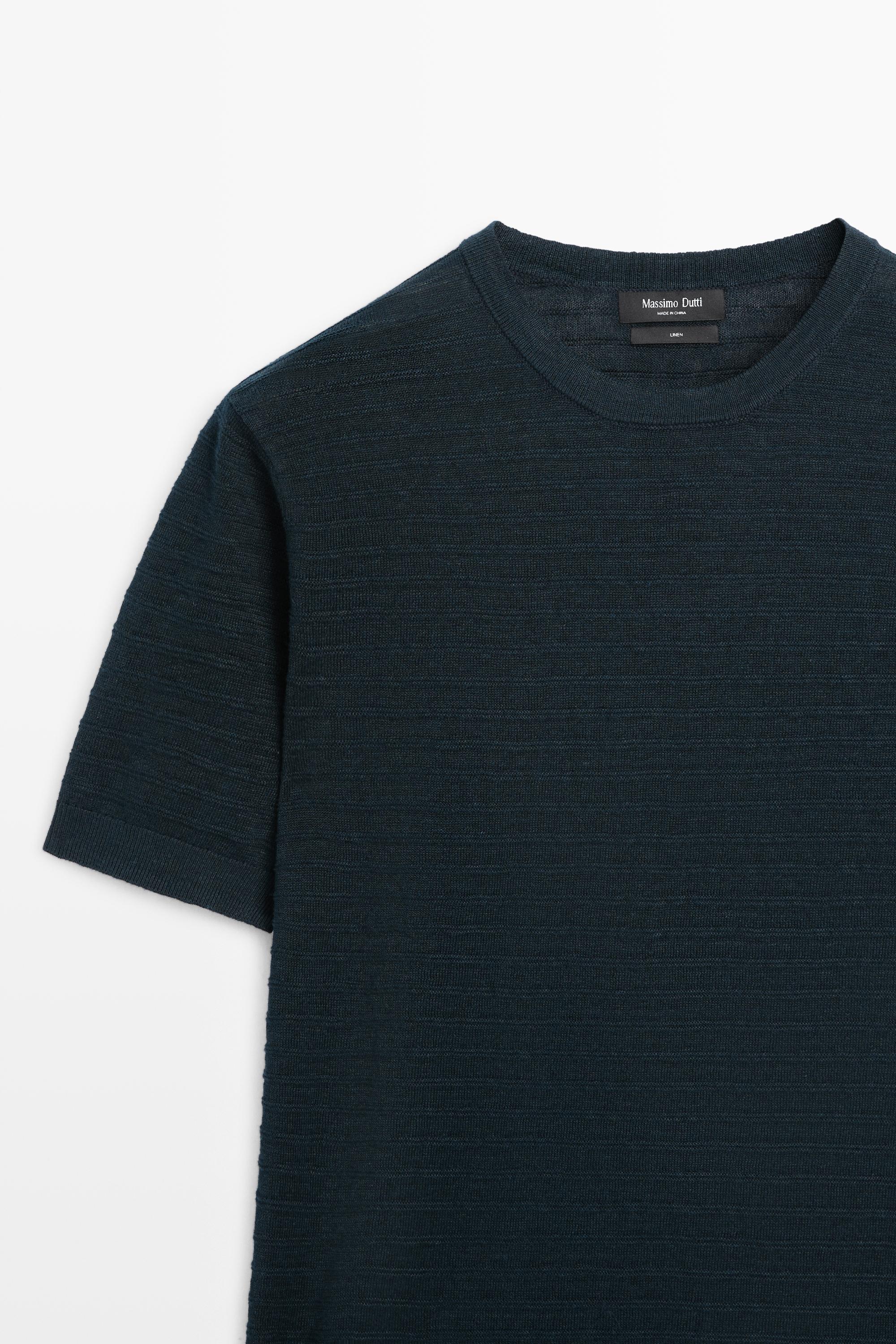 100% linen short sleeve knit sweater